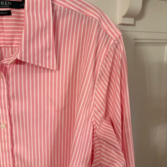 RALPH Lauren Women's Striped Pink White Long Sleeve Button-Down Shirt Sz 1X NWOT - Picture 6 of 10